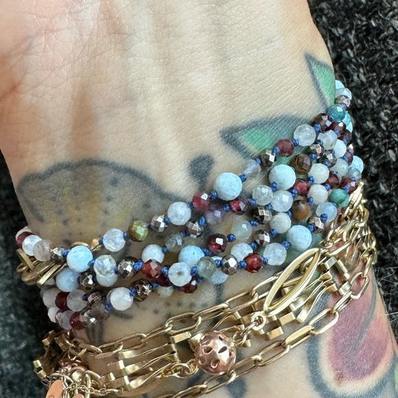 Handmade hand knotted mixed gemstone bracelet or double layer necklace - Picture 9 of 11